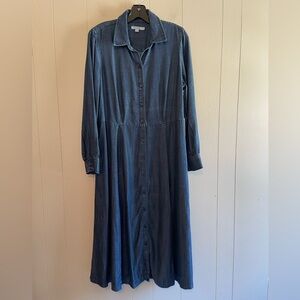 Chico's Indigo Button-Down Midi Dress